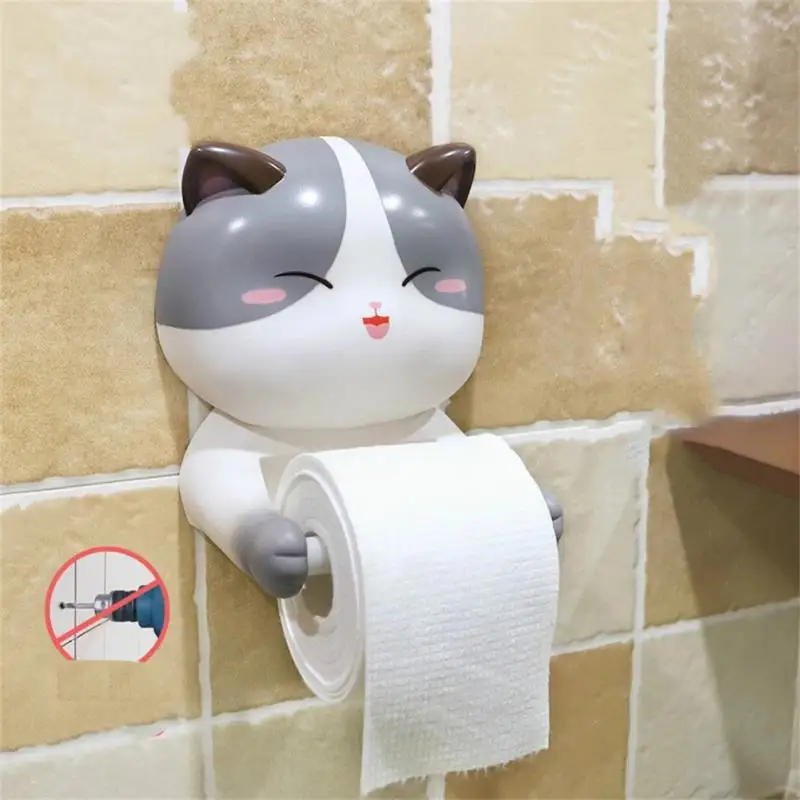 

Creative Cat Toilet Paper Roll Holder Tissue Towel Shelf Stand Hanger Wall Mounted Bathroom Toilet Roll Paper Storage Dispenser