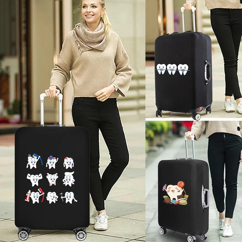 

New Teeth Print Suitcase Cover Luggage Protective Cover Cartoon Elastic Dust Bag Case for 18-32 Inch Trolley Travel Accessories