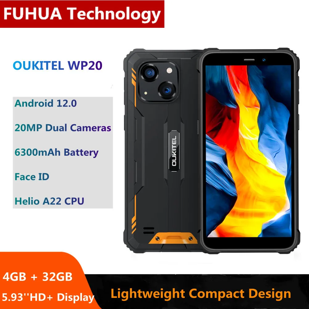 

Oukitel WP20 смартфон с 5,5-дюймовым дисплеем, четырёхъядерным процессором, ОЗУ 4 Гб, ПЗУ 32 ГБ, 5,93 мАч, Android 12