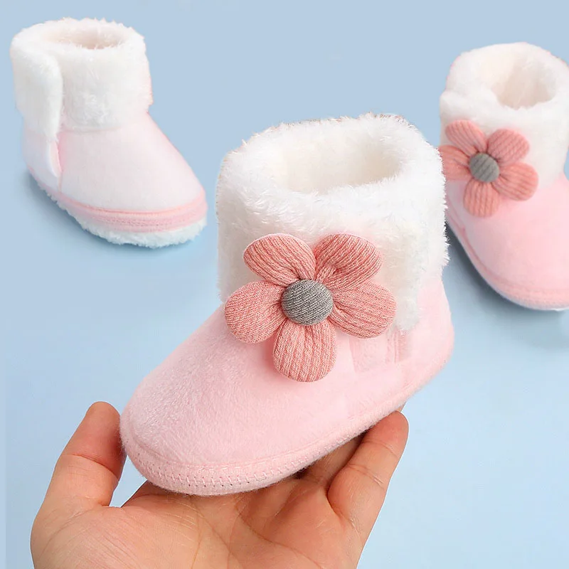 

Ботинки мягкие однотонные с помпоном для новорожденных девочек и мальчиков