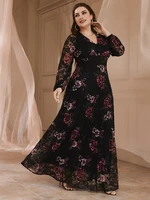 toleen women plus size large maxi dress 2022 spring chic elegant long sleeve floral turkish evening party festival robe clothing