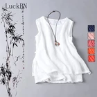 Женская Винтажная Майка без рукавов, белая повседневная майка из хлопка и льна, большие размеры, лето 2022