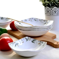 tangshan bone china square bowl dish plate deep dish salad bowl household upturned square large ceramic