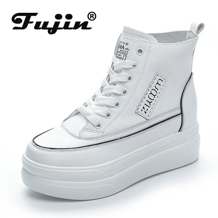 

Fujin 8cm Genuine Leather Women Ankle Boots Platform Wedge Sneakers Boots Spring Autumn Boots Shoes for Women Booties