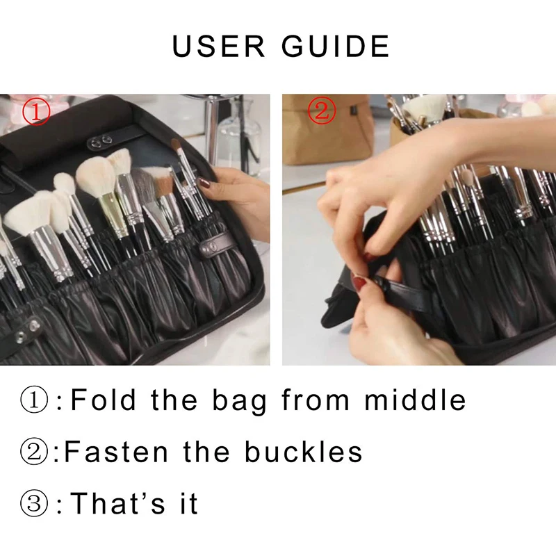 

Travel Women Toiletry Brush Professional 29 Makeup Case Tools Holder Waterproof Sets Organizer Cosmetic Powder Bag Fold Holes