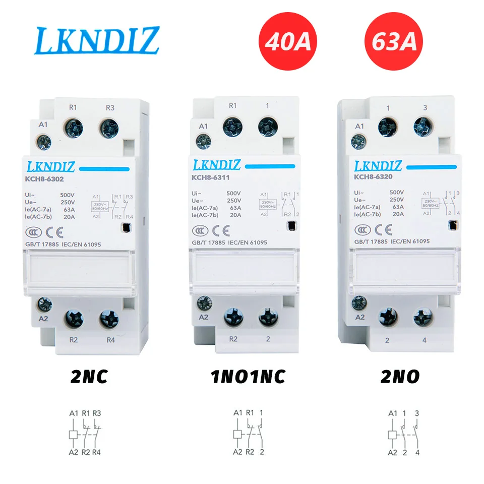 Контактор переменного тока 2P Din-рейка бытовая Модульная для умного дома