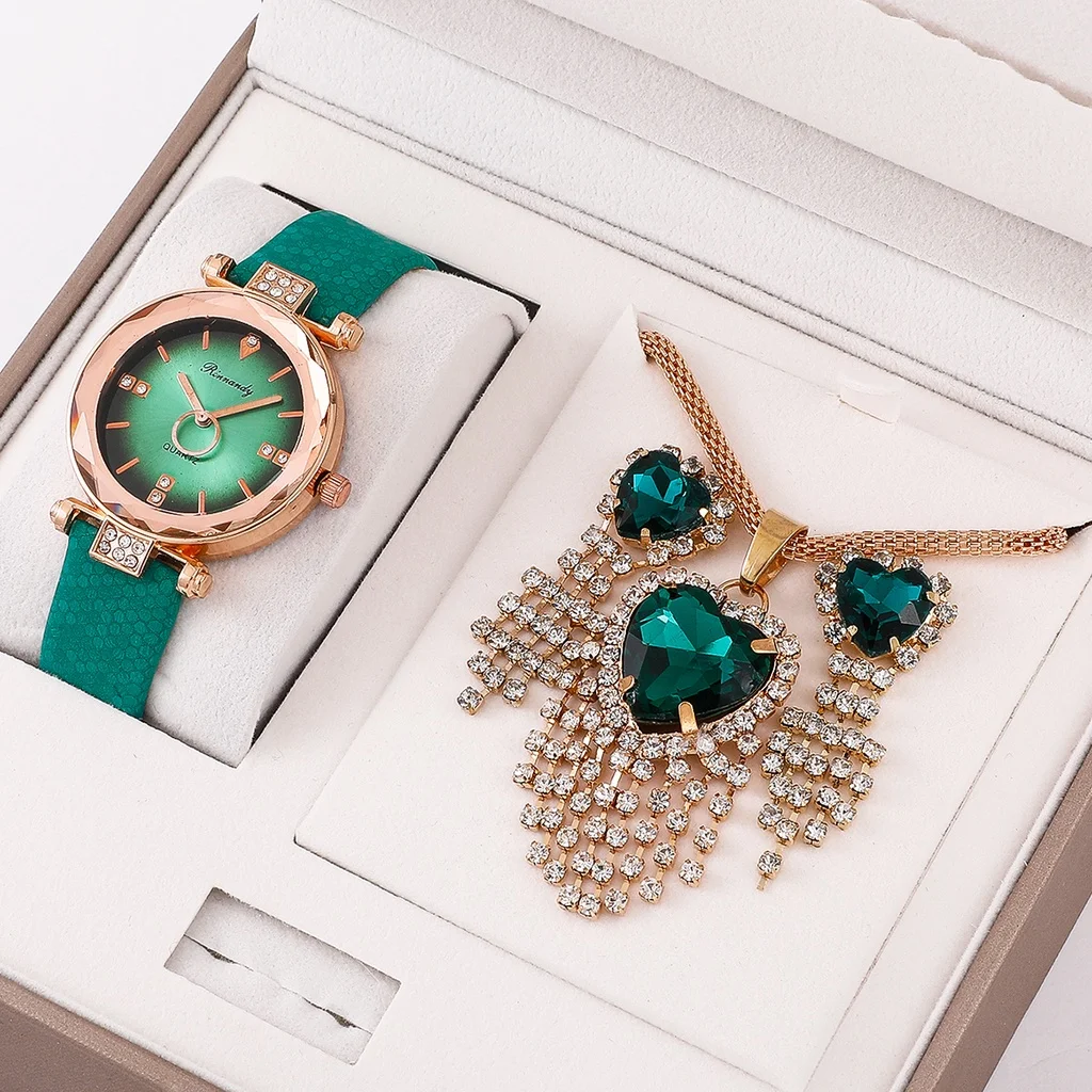 Женские часы роскошные Изящные наручные подарочный набор ожерелье Женское