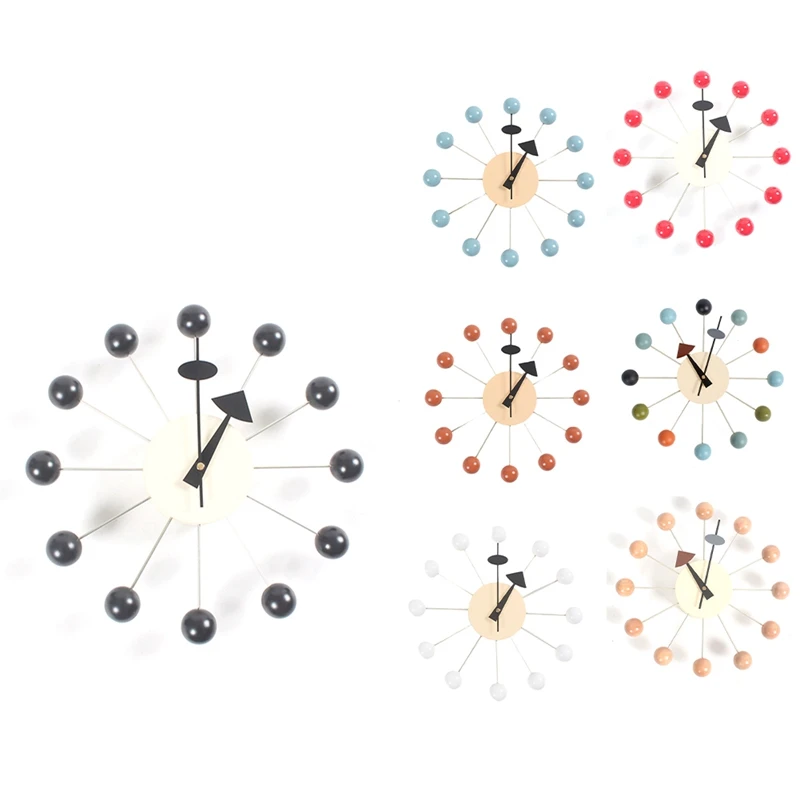 

Тихие круглые деревянные настенные часы с шариками, домашний декор, современные дизайнерские часы для гостиной, декоративные аксессуары с ...