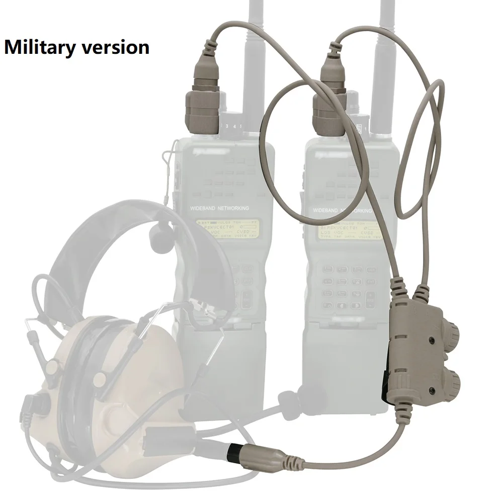 Dual Communication Tactical U94 PTT RAC 6 Pin Connector for PRC 148/152/163 Walkie-talkie Military Airsof COMTAC Tactical Headse