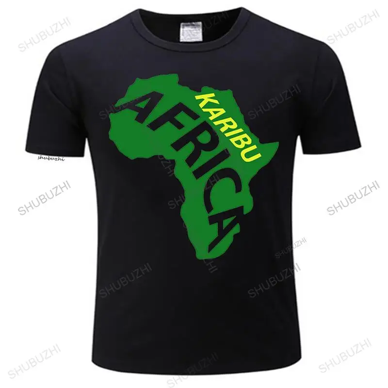 

New Karibu African, Tanzania Kenya Zanzibar, Uganda Kilimanjaro, Tourist Hot Fashion Men Summer Style Cotton T Shirts tops