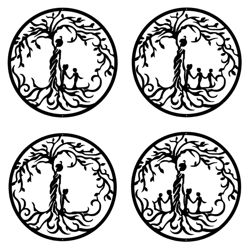 

Металлическое дерево мать с детьми настенная художественная металлическая подвесная силуэтная настенная скульптура для украшения дома ак...