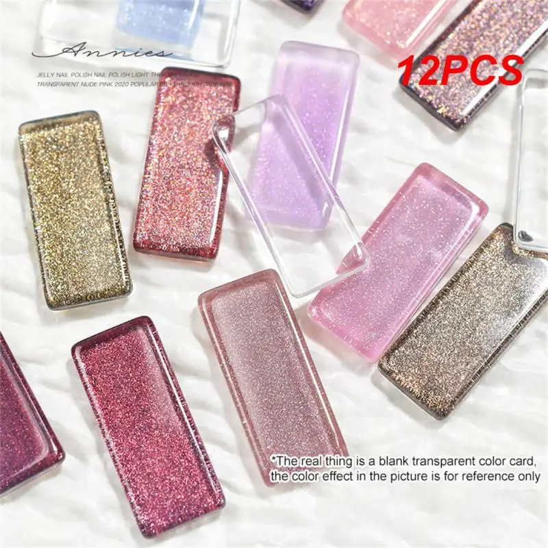 

12PCS Nail Art Display Book Nail Art Color Card Water Ripple Trapezoidal Display Card Bean Color Card Transparent Glass Nail
