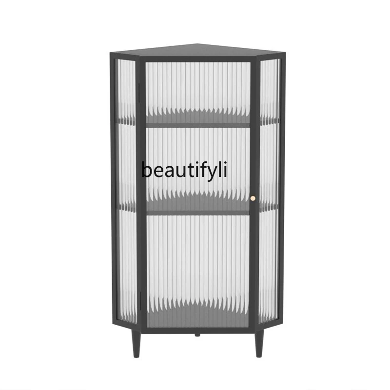 

zqChanghong Glass Living Room Corner Cabinet Corner Triangle Storage Rack Dining Room Kitchen Sideboard Storage Wine Cabinet