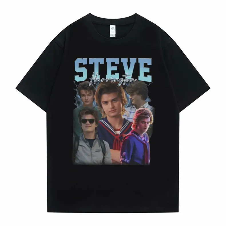 

TV Stranger Things 4 Steve Harrington Harajuku Print T-shirt Men Women Fashion Loose Oversized T Shirt Men's Cotton Short Sleeve