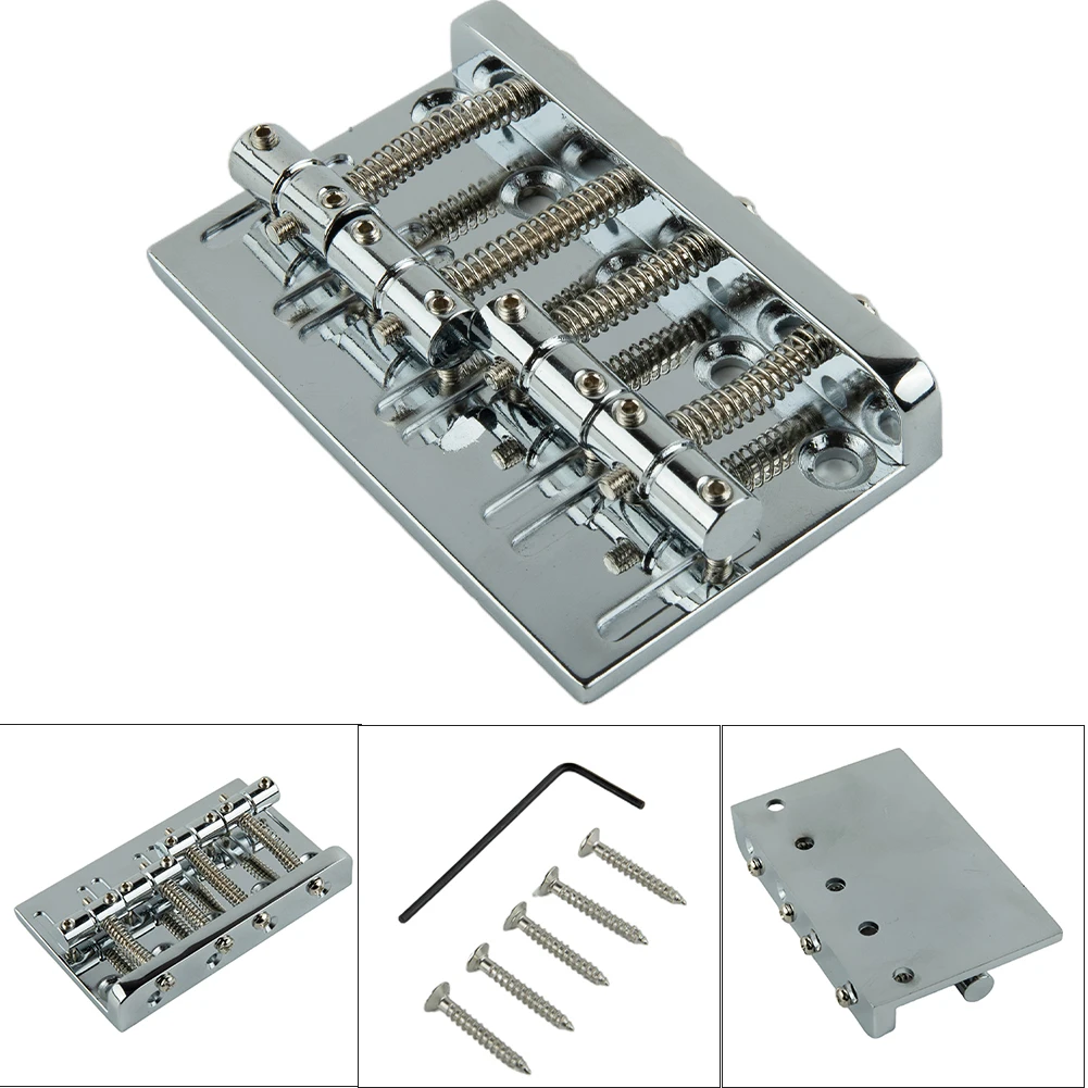 

7pcs Bridge With Screws Wrench 79.5x49.5MM 160g For 4 String Electric Bass Guitars Adjustable Die-casting Saddles Guitar Parts