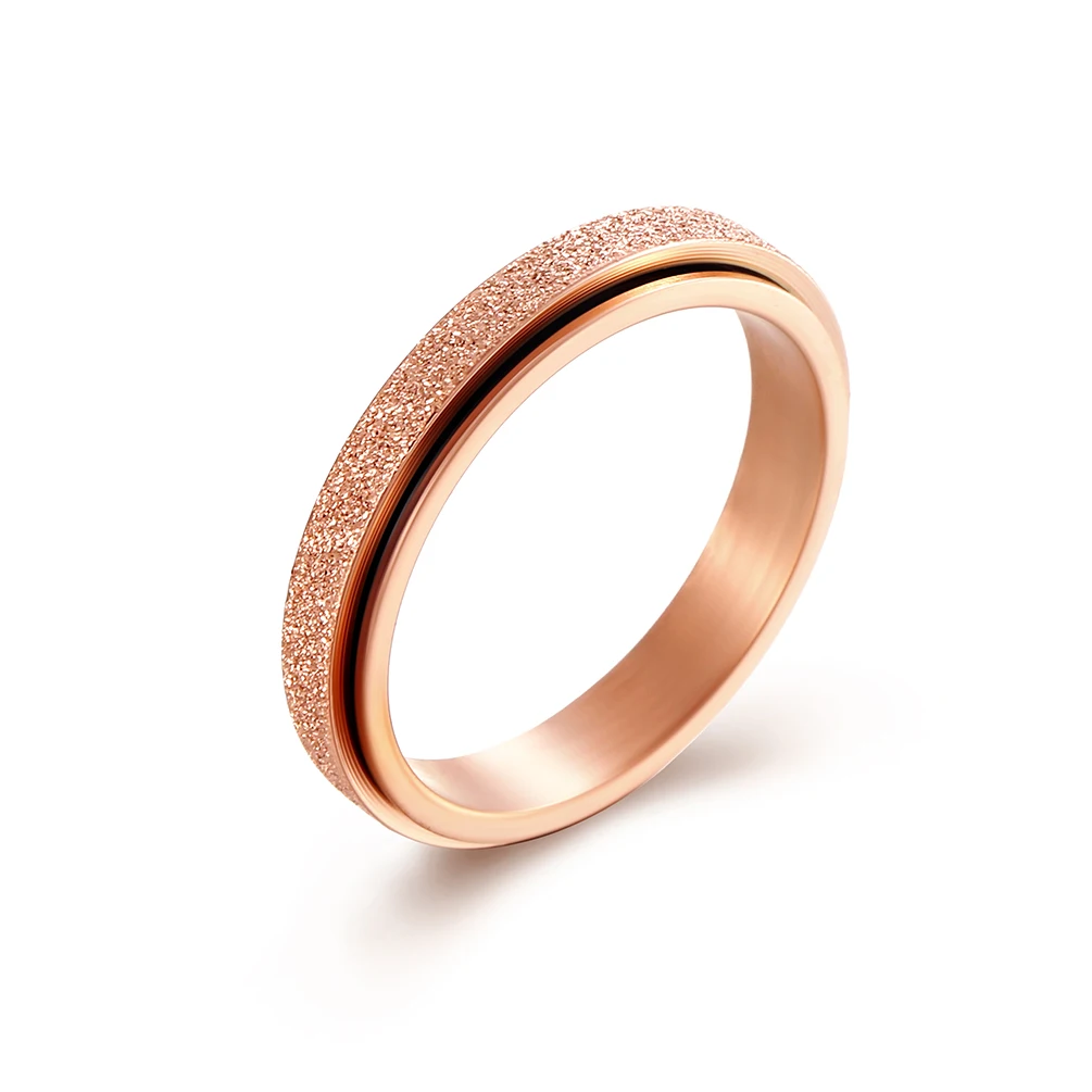 

4MM Fashion Color Spinner Rings Anxiety Jewelry Titanium Steel Frosting Rotating Ring Woman Couple Wedding Rings for Women Gifts