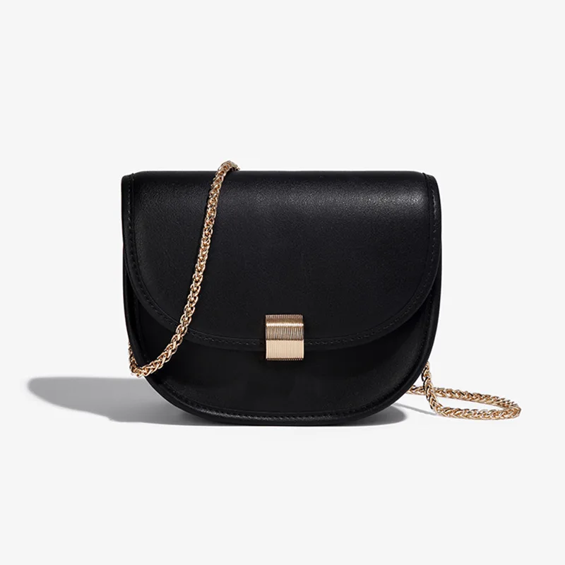 LOERSS Genuine Leather Women's Shoulder Bag Vintage Half Round Saddle Bag French Leather Crossbody Bag Versatile Female Handdbag