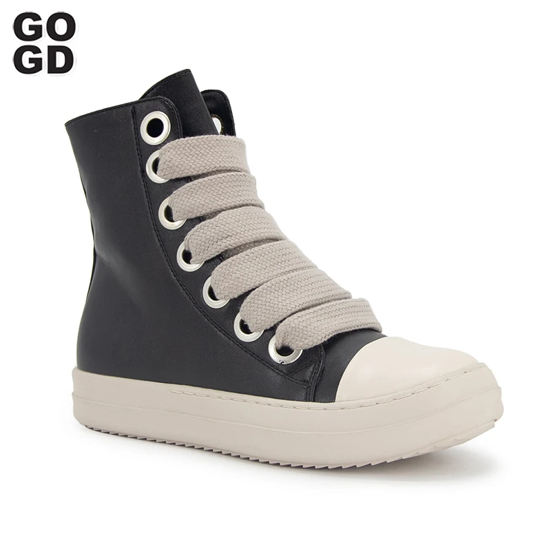 

GOGD Brand Fashion Women's Ankle Boots Newest 2023 Autumn Platform Vulcanize Shoes Lace-Up Round Toe Sports Flat Boots Sneakers