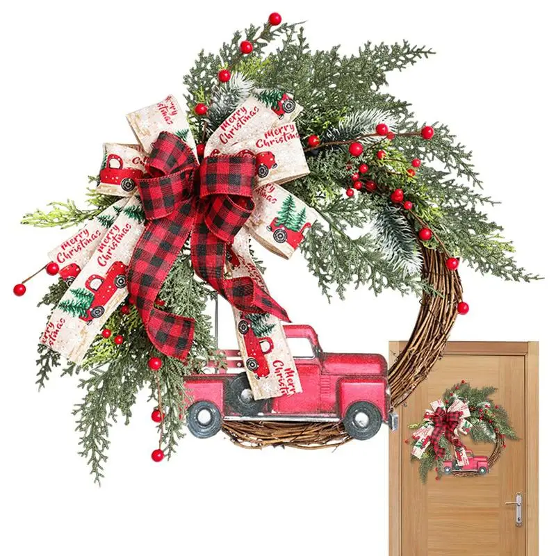 

Christmas Wreath Green Foliage Car Wreath Decor Door Hanging Rattan Venue Layout Christmas Decoration For Front Door Wall Window