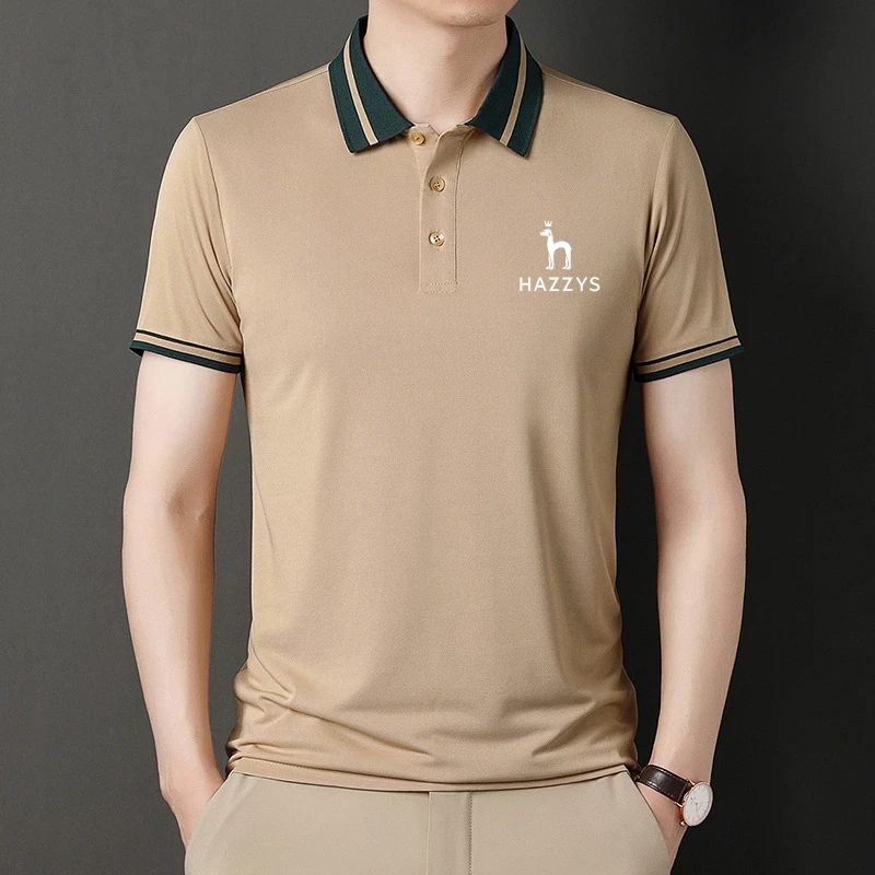 

Top Grade New Designer Logo Summer Mens Polo Shirts With Short Sleeve Turn Down Collar Casual Tops Fashions Hazzys Clothing