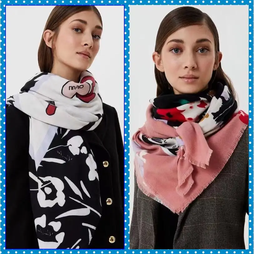 

2022 women's autumn and winter new floral print thickened warm square towel