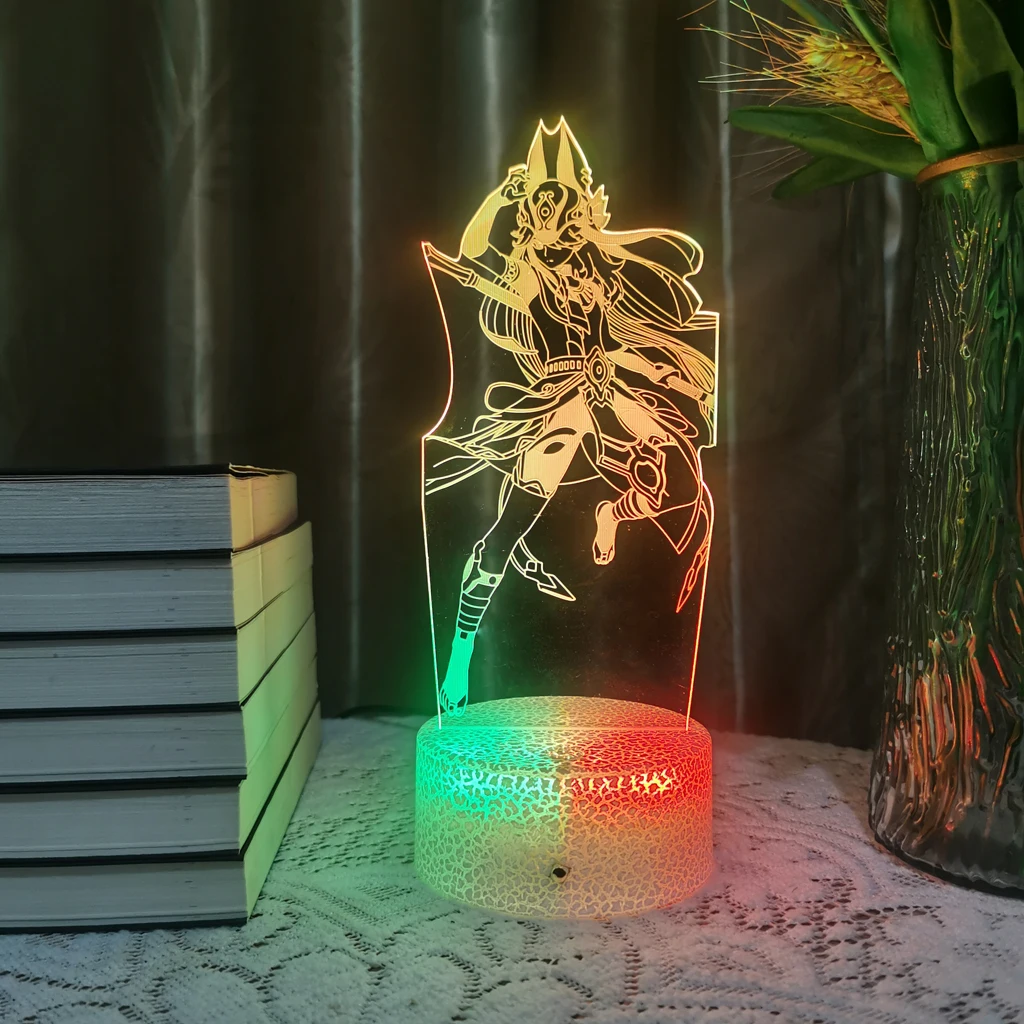 

Cyno 3D Led Anime Lamp Genshin Impact Game Figure 7 Colors Night Light For Kid Home Bedroom Decor Christmas Party Illusion Gift