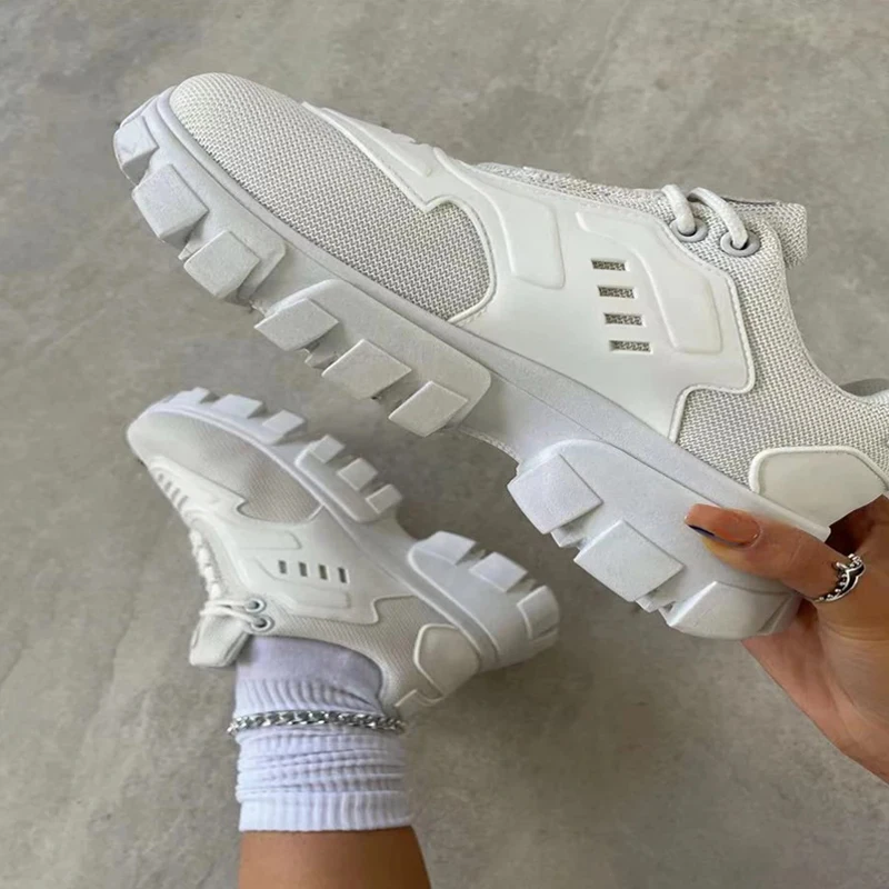 

Новинка 2022, модные повседневные кроссовки на платформе, сетчатые Повседневные Дышащие Кроссовки со шнуровкой