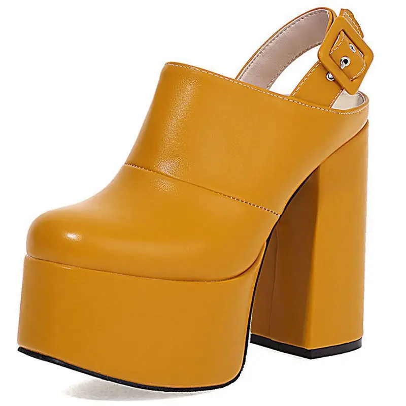 Фото Girl Song s Show Shoes, водонепроницаемые босоножки на платформе с пряжкой на толстом каблуке 14 см, на очень высоком каблуке №1
