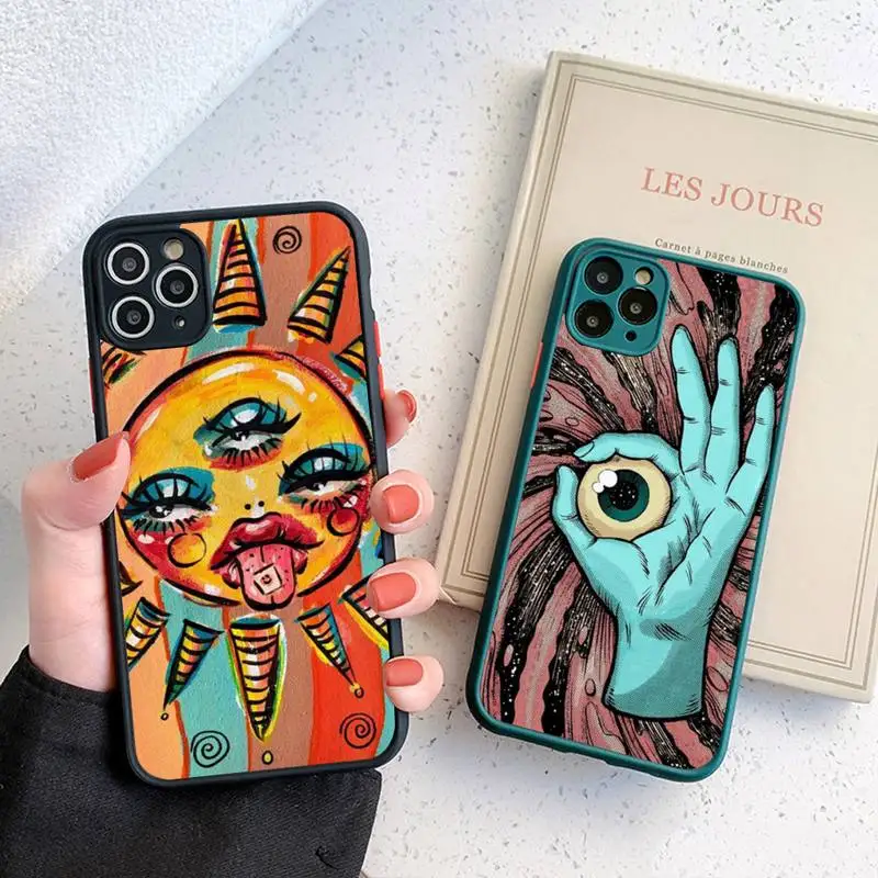 Indie Hippie Art Phone Case for iPhone 14 11 12 13 Mini Pro Max 8 7 Plus X XR XS MAX Translucent Matte Cover