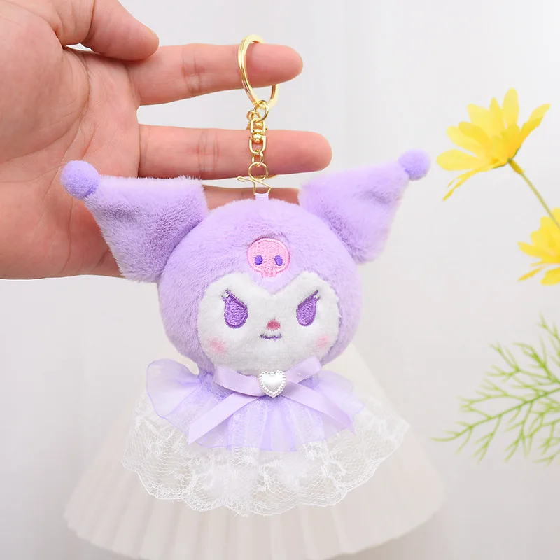 

Sanrioed Plush Keychain Kawaii Hello Kittys Peluches Pendant Schoolbag Accessories Cartoon Anime Pochacco Kuromi Melody Doll Toy