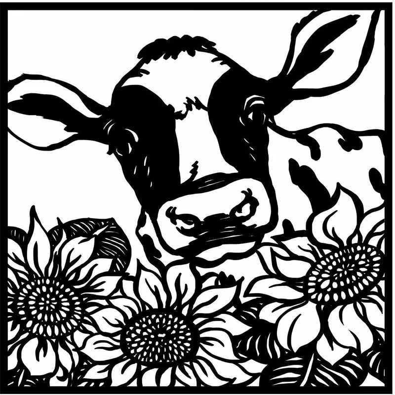 

Wall Sculpture Decor Farmhouse Metal Wall Art Rustic Cow with Sunflowers Home Living Room Interior Decoration Metal Art