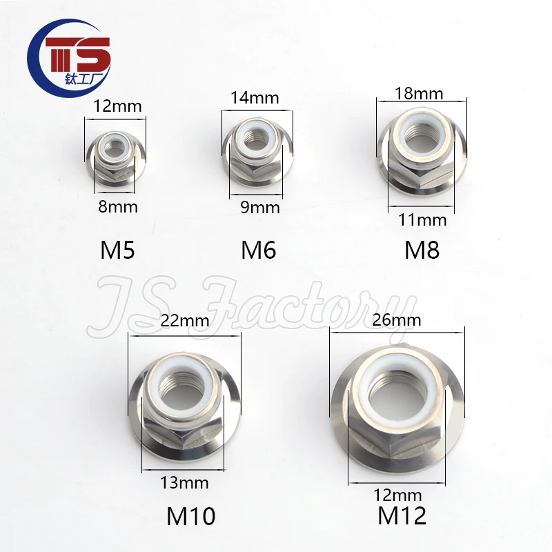 Фото DIN6926 10 шт.M5 M6 M8 M10 M12 Титановые многоцветные нейлоновые стопорные шестигранные гайки с винтовой крышкой и фланцем Race Spec для RC Buggy Race №3