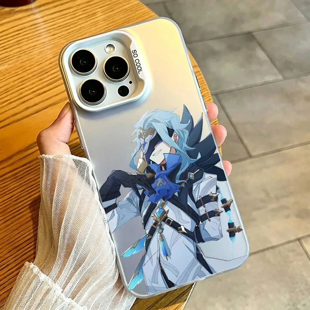 Фото Чехол для телефона G-Genshin Impact D-Dottore для iPhone 17, 16, 15, 14, 13, 12, 11, Mini, Pro, E, MAX, матовый, белый, цвета конфет. №4