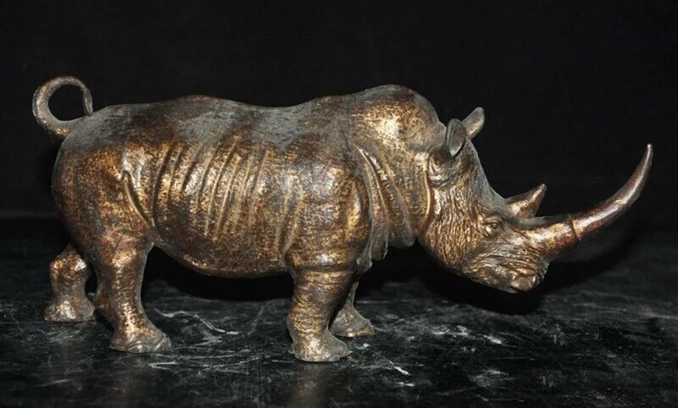 9 4-дюймовая старая китайская бронза позолоченная статуя фэншуй жестокого