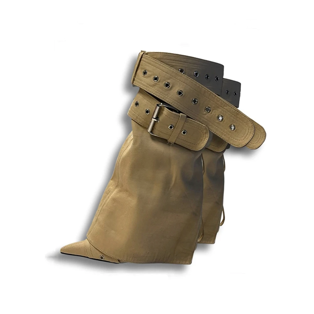 Women's Fashion Mixed Color Multi Buckles Pointy Hollow Sandals Sexy Catwalk High Heels Summer Retro Metal Heel New Ladies Shoes