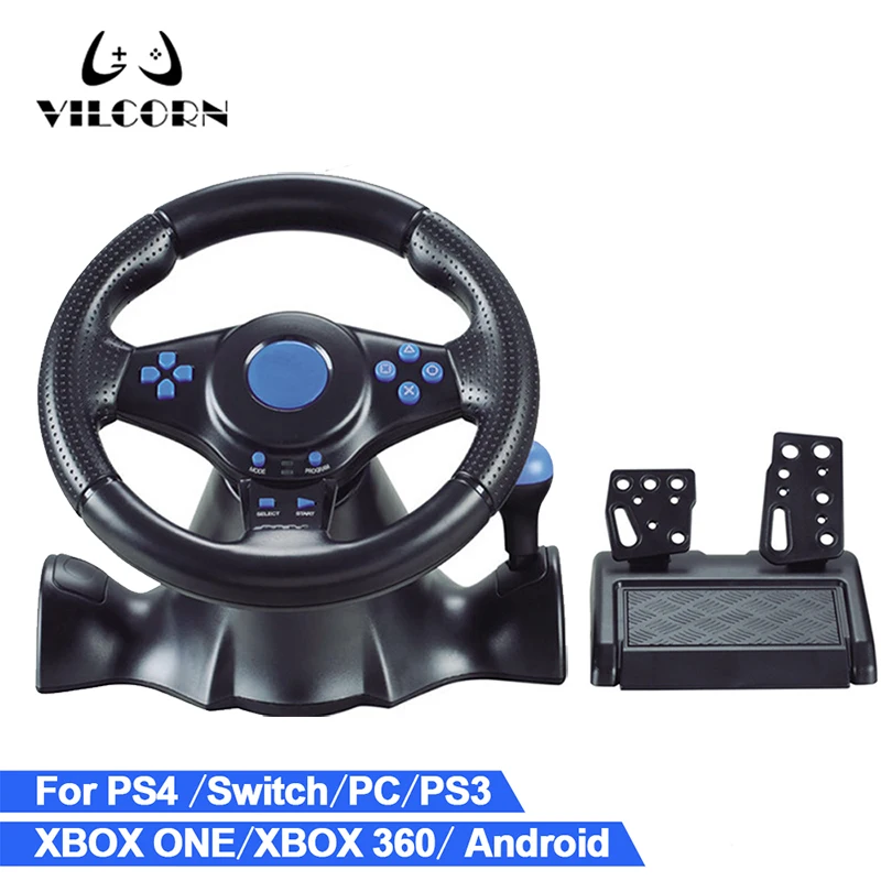 Gaming Steering Wheel PC STEAM Game Racing Wheel Controller for PS4/Switch/Xbox One/Xbox 360 Vibration Pedal  Accelerate 180°