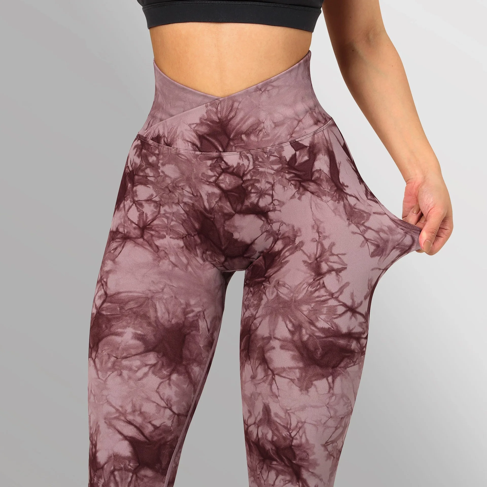 Yoga Pants Seamless Fitness Gym High Waist Classic Leggings Push Up Sports Workout Tie-Dye Printed Women Legging