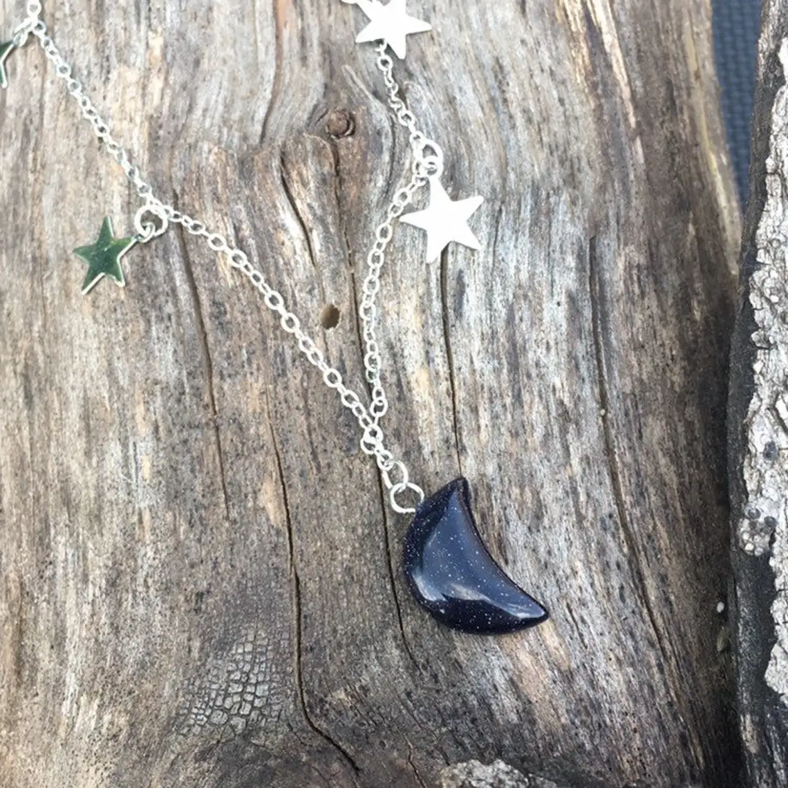 Holographic Moon Necklace - Pastel Goth 