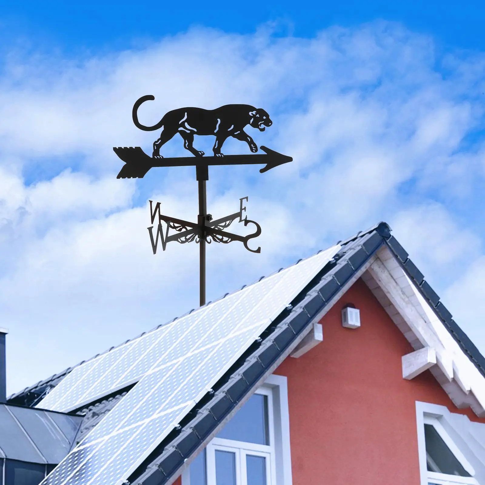 

Cheetah Shape Weathervane Farmhouse Weather Vane Iron Art for Pergolas, Garage Roofs, Walls