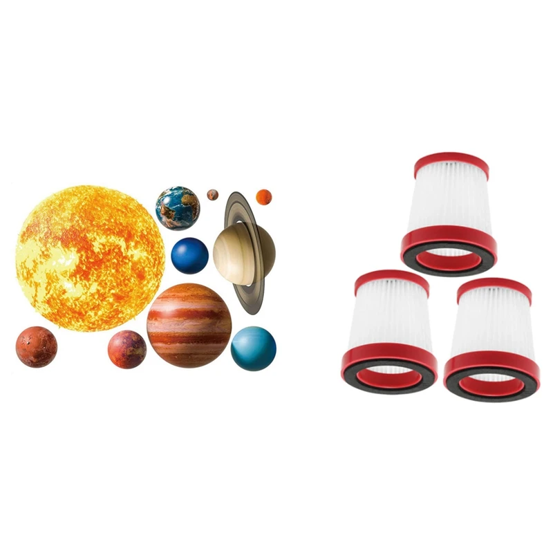 

1 шт. наклейки на стену с солнечной системой, акварельные фотообои и 3 шт. фильтров, пылесборник, аспиратор