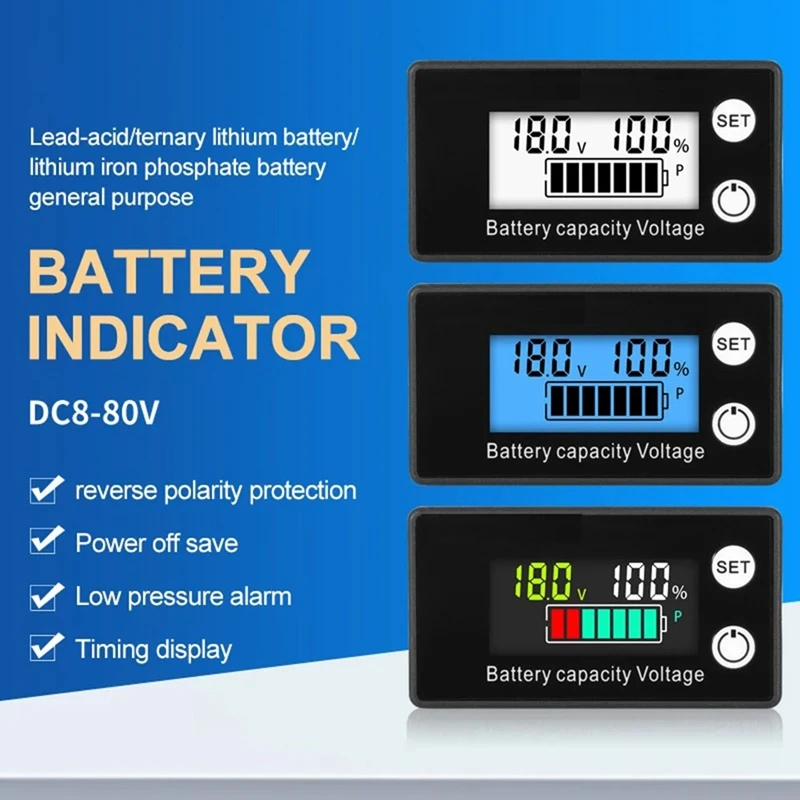 ЖК-дисплей с жидким кристаллом 8-100 в вольтметр батарея Автомобильный датчик