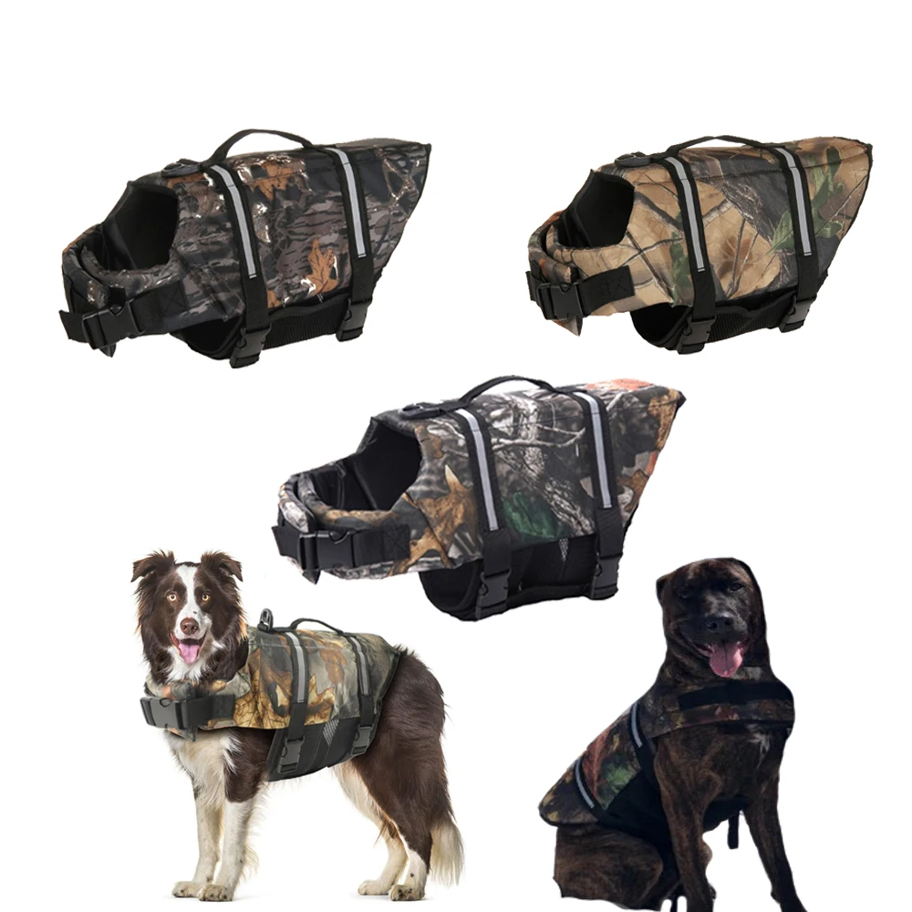 

Dog Life Jackets Reflective Adjustable Preserver Dogs Safety Swim Vest Safety Clothes Enhanced Buoyancy Rescue Handle For Dog