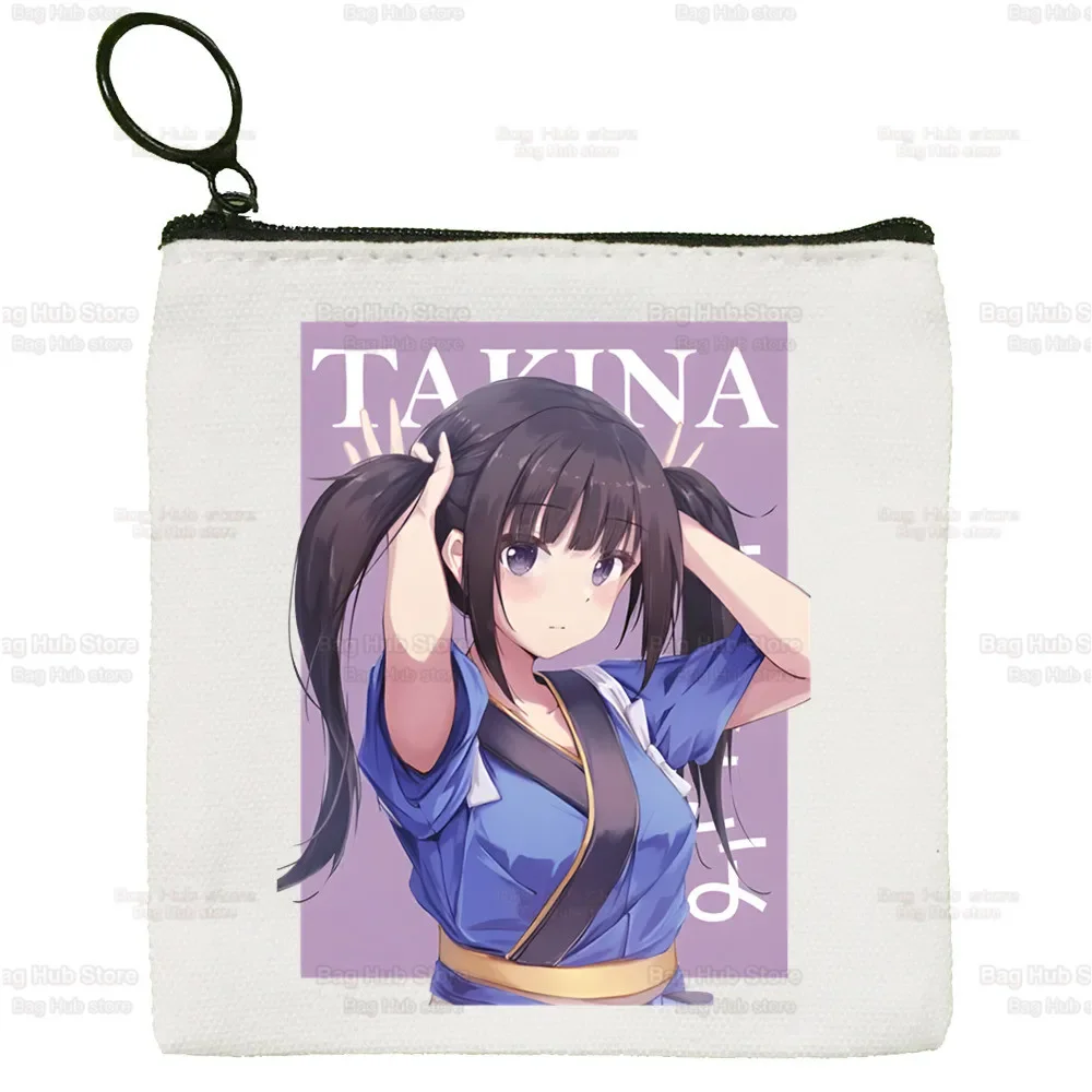 

Lycoris Recoil Canvas Card Nishikigi Takina Female Cute Simple Coin Purse Majima Chisato Mini Zipper Bag