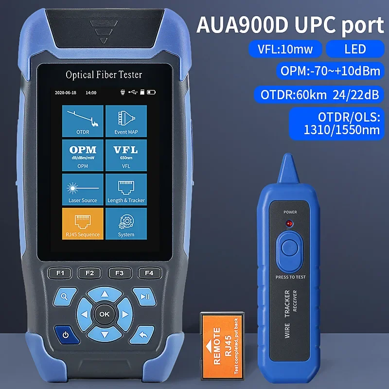 Мини-волоконно-оптический рефлектометр OTDR AUA-900D с 9 функциями VFL OLS OPM Карта событий