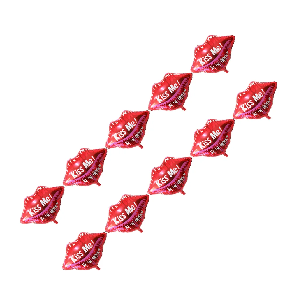 

10pcs Lip Shape Balloons Aluminum Film Balloons Decor KISS ME Printing Balloons Funny Balloons Ornaments for Mall Home KTV