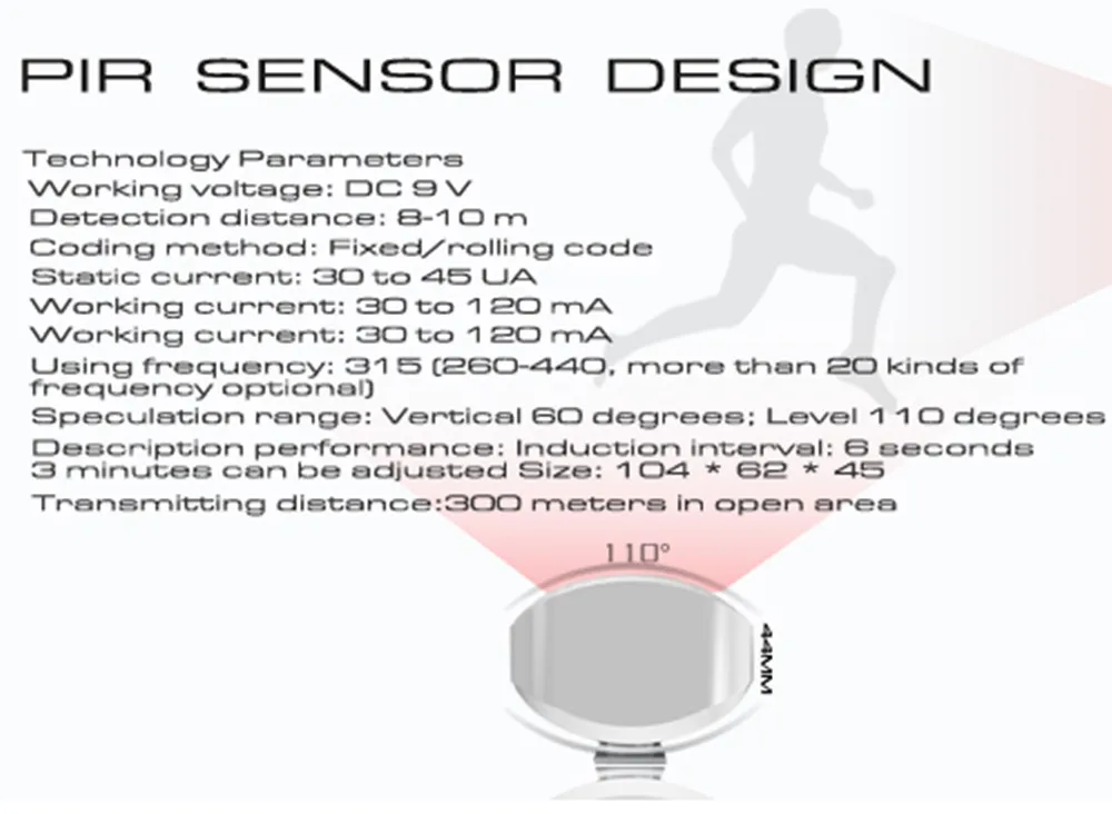 433Mhz Wireless PIR Detector For GSM Alarm System  9V Battery Motion Alarm Sensor enlarge