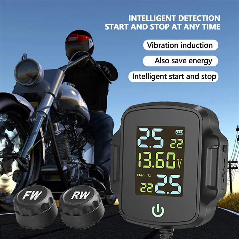 

TPMS Motorcycle Tire Pressure Sensors Motor TMPS Tire Pressure Monitoring System 2 Wheel Tyre External Sensor for Motorbike