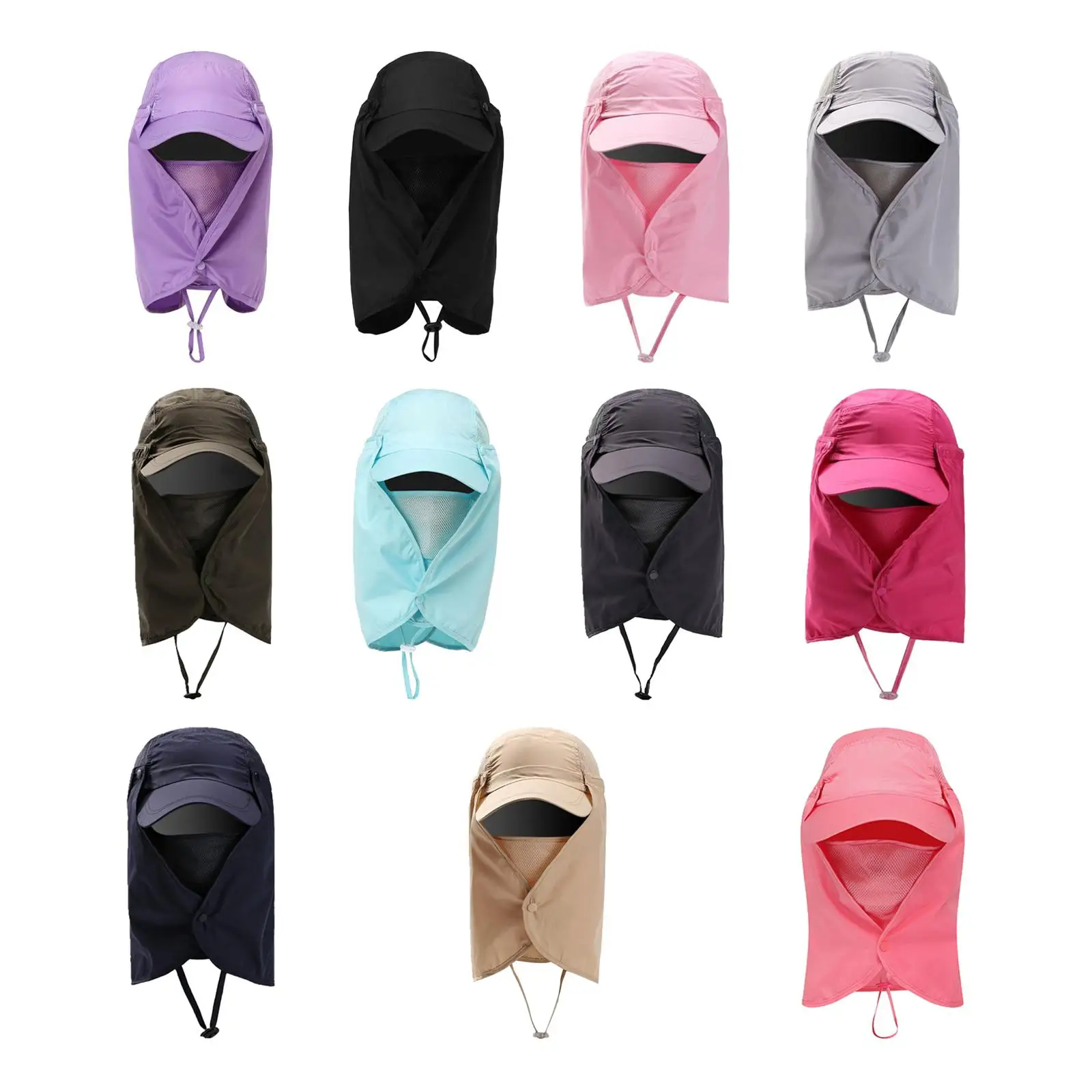 

Outdoor Hiking Hat with Removable Face Neck Flap Cover Breathable for Garden
