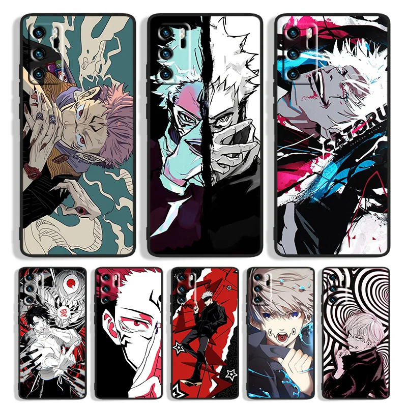 

Jujutsu Kaisen Satoru Gojo anime Phone Case For Huawei P10 P20 P30 P40 P50 lite Pro lite E P Smart 2019 Z 2021 Black Funda Cover