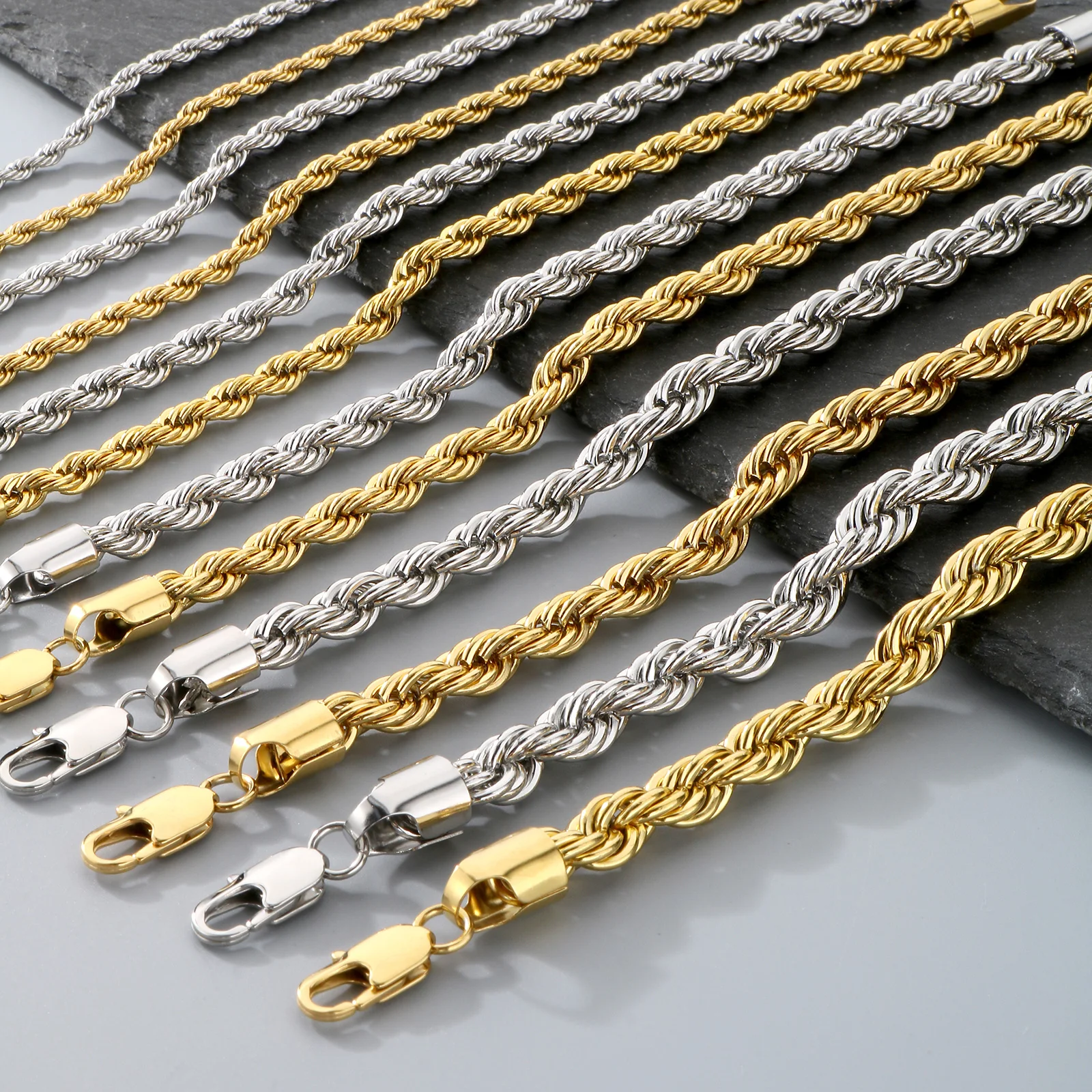 4/6/8 мм витая сингапурская цепочка ожерелье из нержавеющей стали никогда не